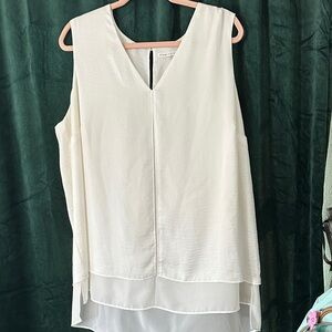 Violet & Claire White Layered Sleeveless Blouse